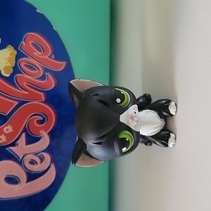 Littlest Pet Shop #55 Black White Tuxedo Longhair Cat Authentic LPS